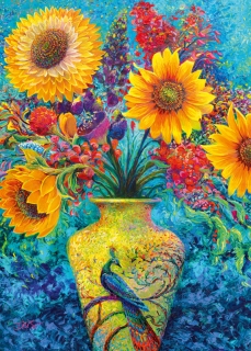 Puzzle Maľované kvety vo váze - 1000 dielikov