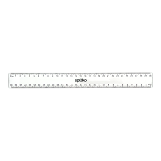 Plastové pravítko SPOKO, 30 cm - transparentné